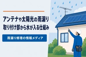 アンテナや太陽光の取り付け部からの雨漏り
