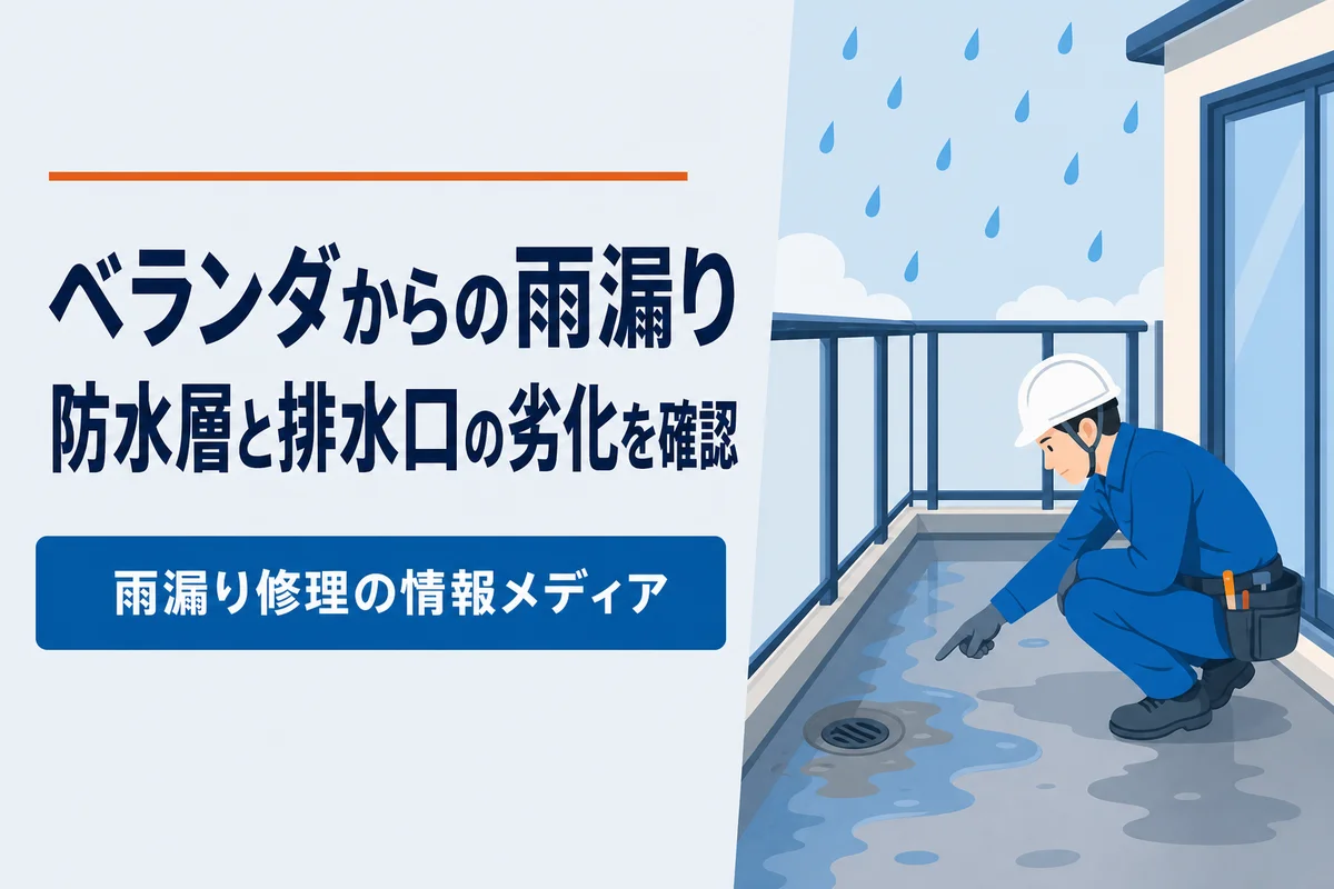 ベランダ・バルコニーからの雨漏り｜防水層と排水口の劣化